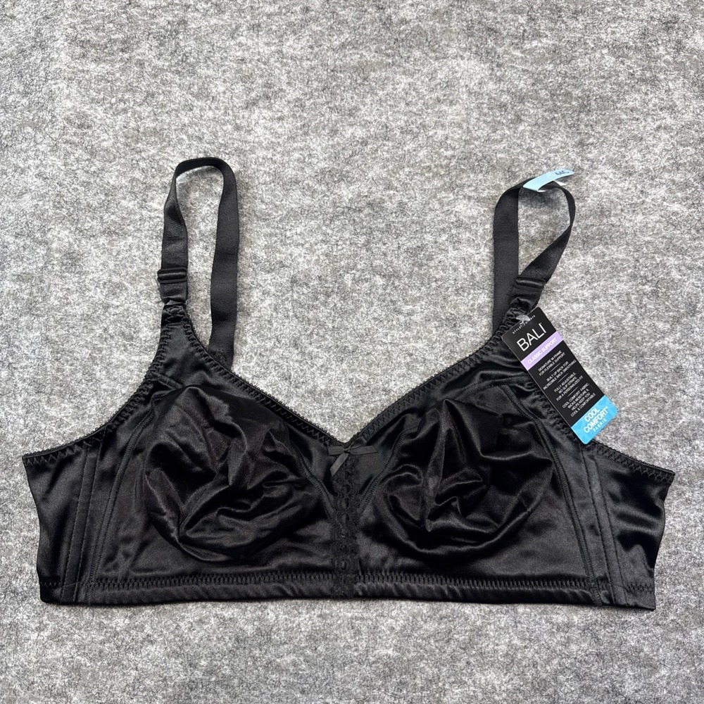 NEW Bali double support full figure‎ wireless bra women's 44C black cool comfort